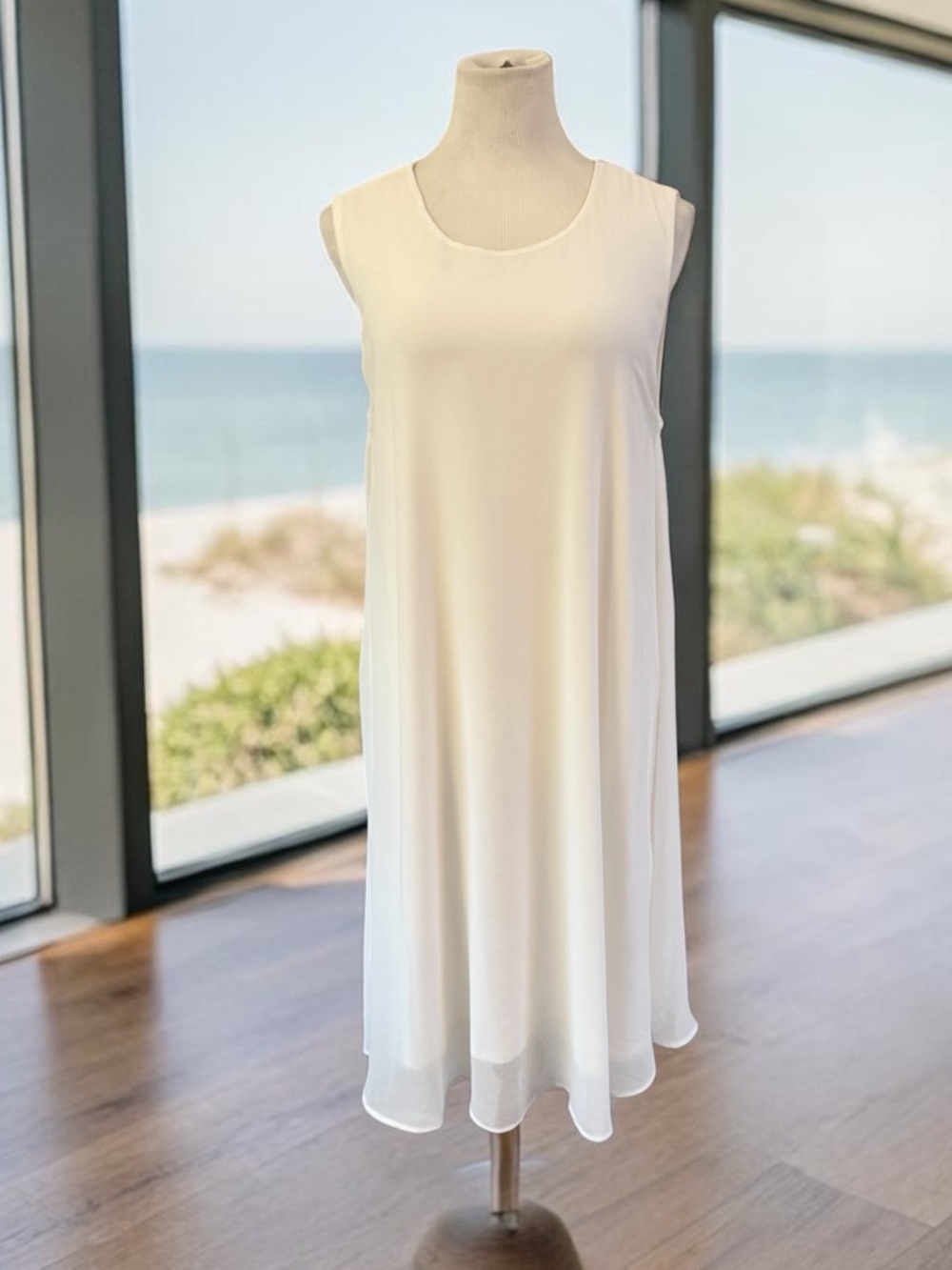 KOBI HALPERIN White Double Layer Chiffon Dress Size XXL